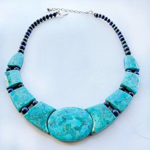Jay King Reversible Necklace, Turquoise and Lapis 22"